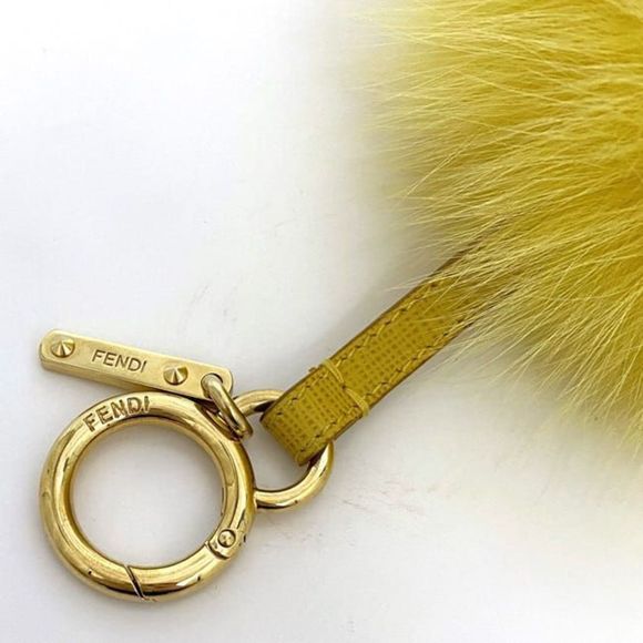 Fendi Bag Charm ec-20971 Yellow Fur GP FENDI Key Ring Holder Men's Women's Ac... - Picture 5 of 6